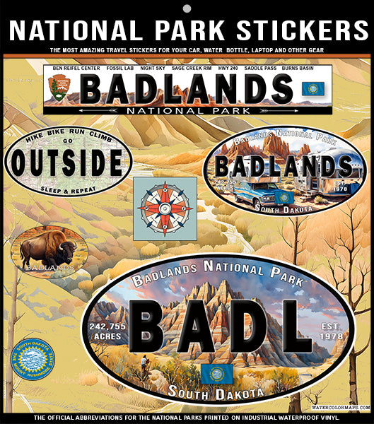 BADLANDS National Park Stickers