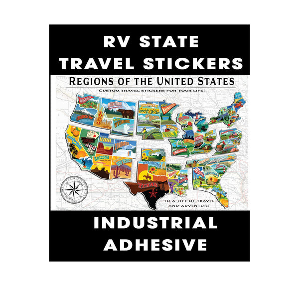 RV State Travel Sticker, Large Travel Sticker for your RV, USA rv Travel Stickers